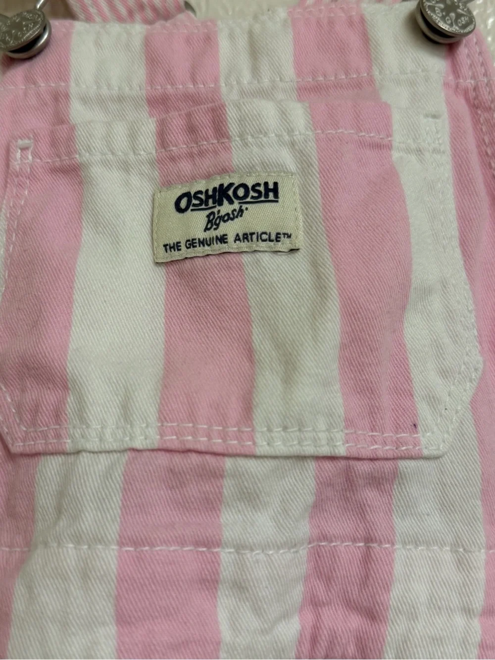 OshKosh B'gosh Pink and White Striped Overall Dress